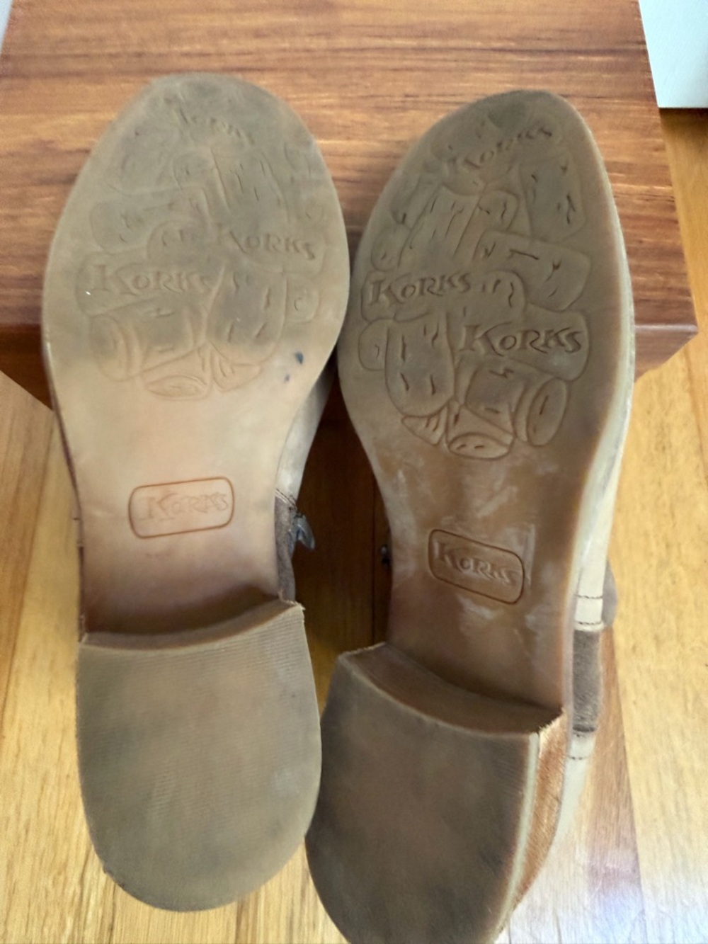 Kork-Ease Two-Tone Taupe and Dark Brown Leather Ankle Booties - Picture 8 of 8